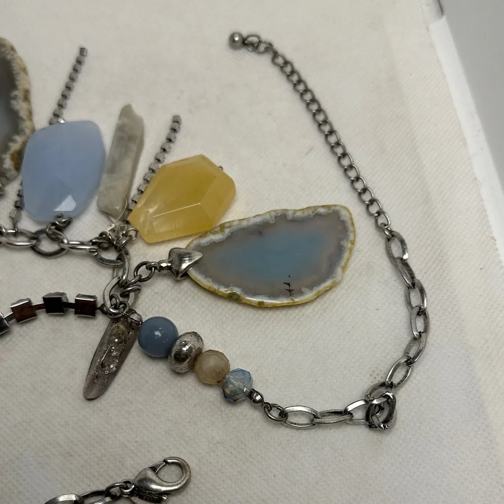 Chico’s Blue & Yellow Geode Statement Necklace – 19” Long / 4” Extender (EUC) - Picture 9 of 9